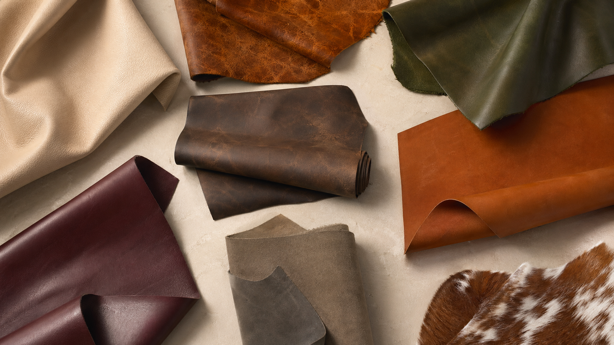 Premium leather swatches and material samples
