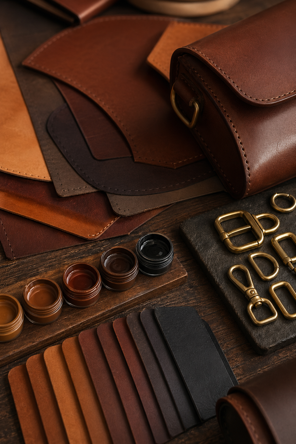 Leather construction, stitching and material control