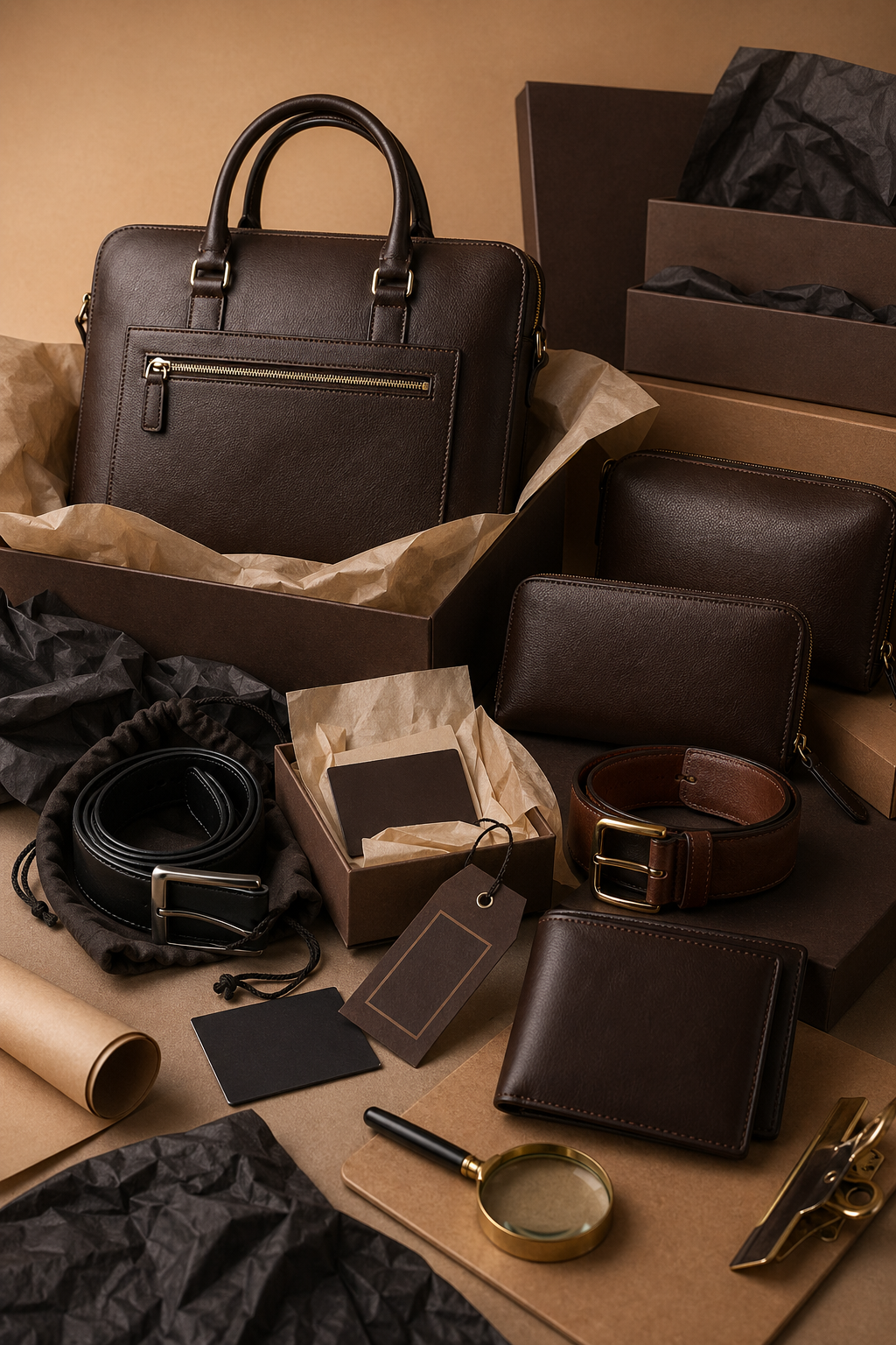Export-ready leather goods presentation and packing