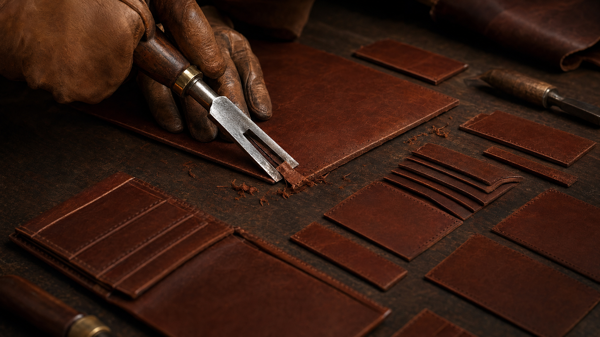 Leather goods making process: Skiving
