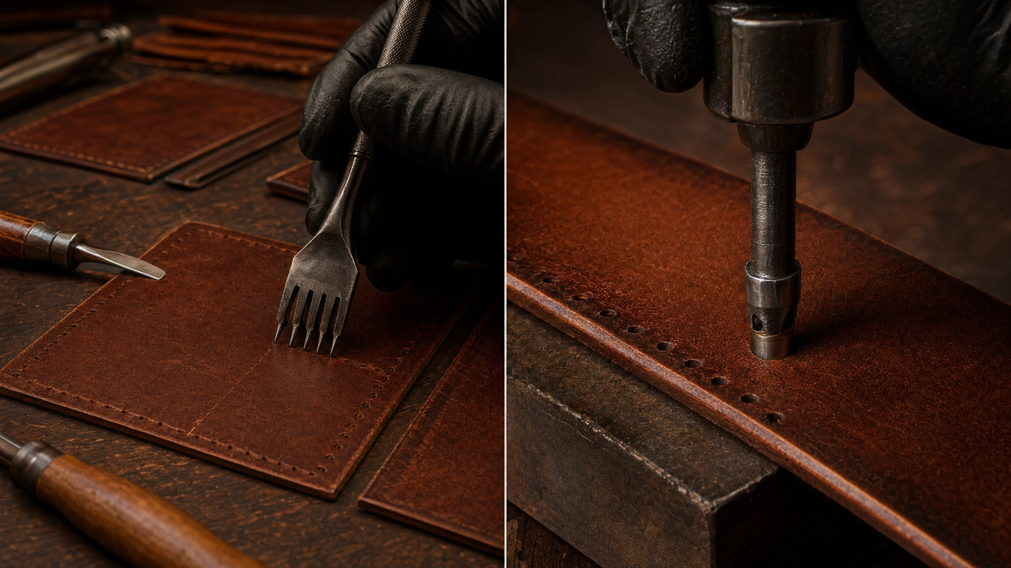 Leather goods making process: Marking & punching