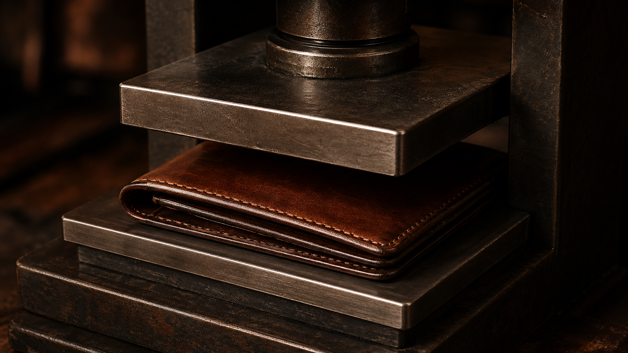 Leather goods making process: Pressing